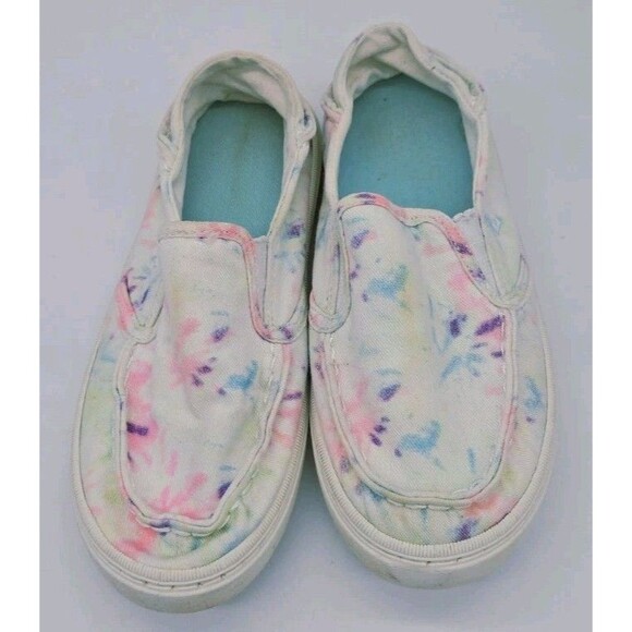 Sperry Salty Washable Girls Boat Shoes Loafers Pull On Size 1 White Tie Dye Pink - Picture 5 of 8